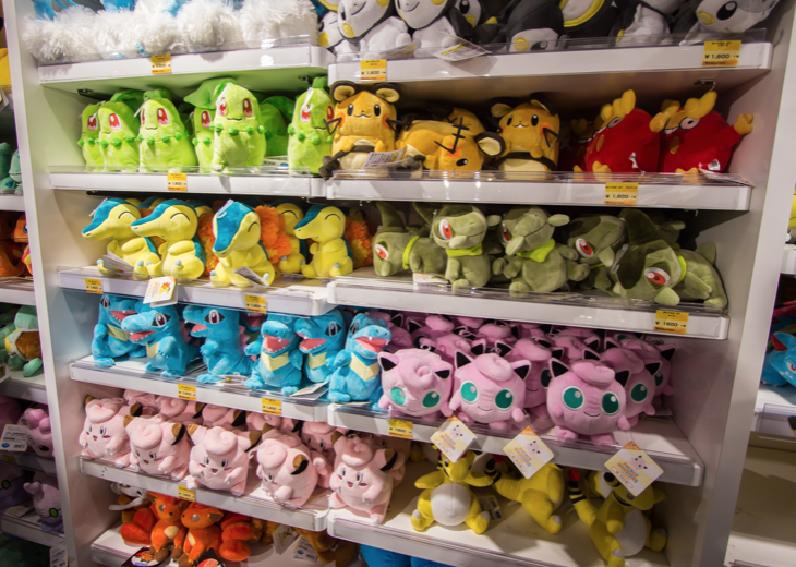 Pokemon plushies on sale in the pokemon center in Ikebukuro.